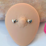 Curved Heart Nipple Barbell, 1.4mm x 16mm, Single - product view