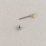 Flower and Bee Nipple Barbell, 1.4mm x 15mm, Silver, Single