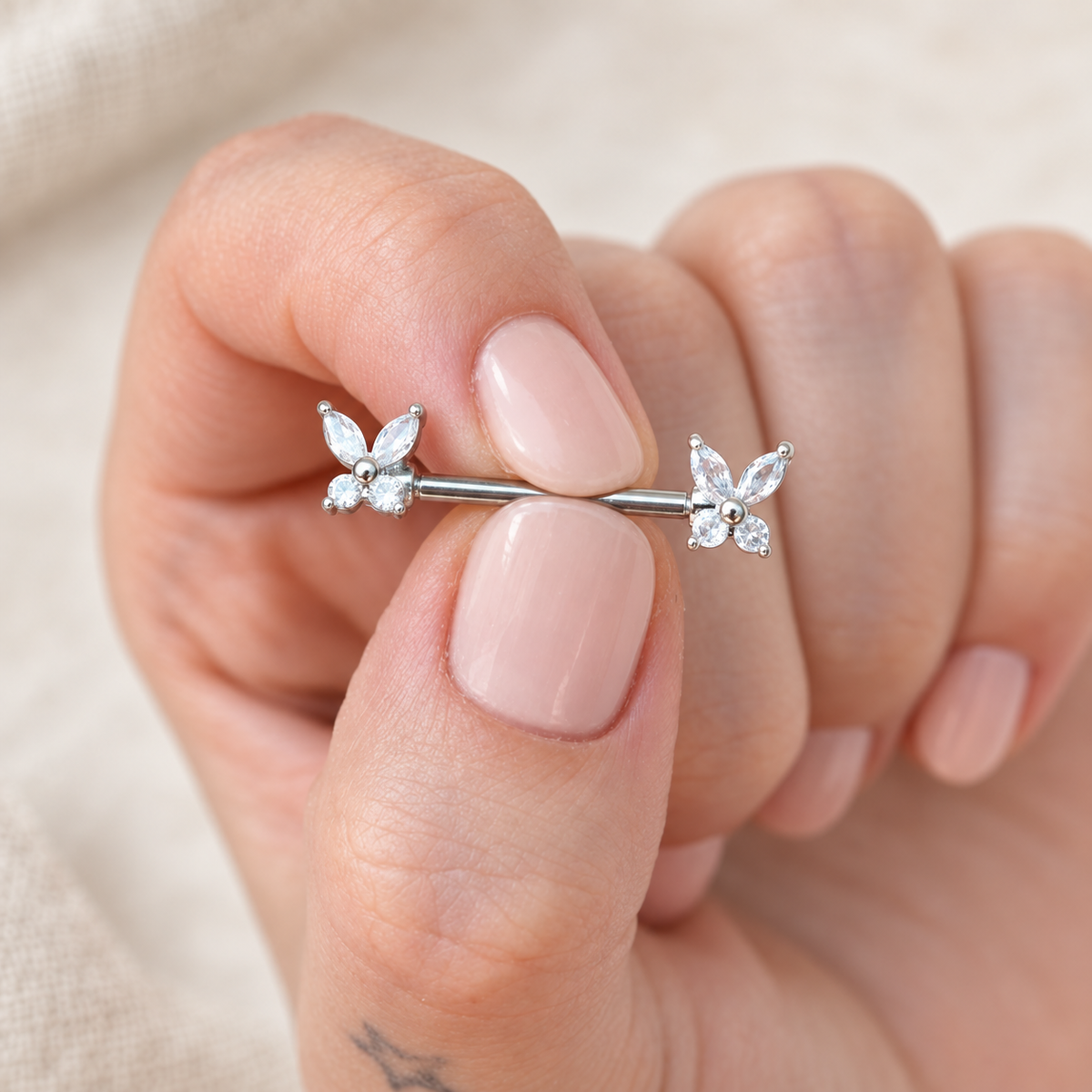 Butterfly Nipple Barbell, 16mm, Single