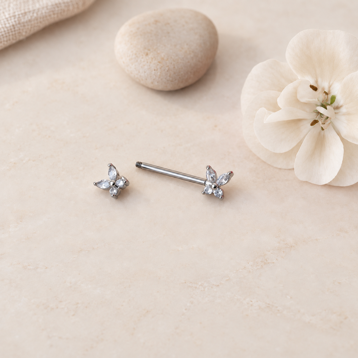 Butterfly Nipple Barbell, 16mm, Single