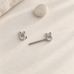 Bunny Ear Zircon Nipple Barbell, 16mm, Silver, Single