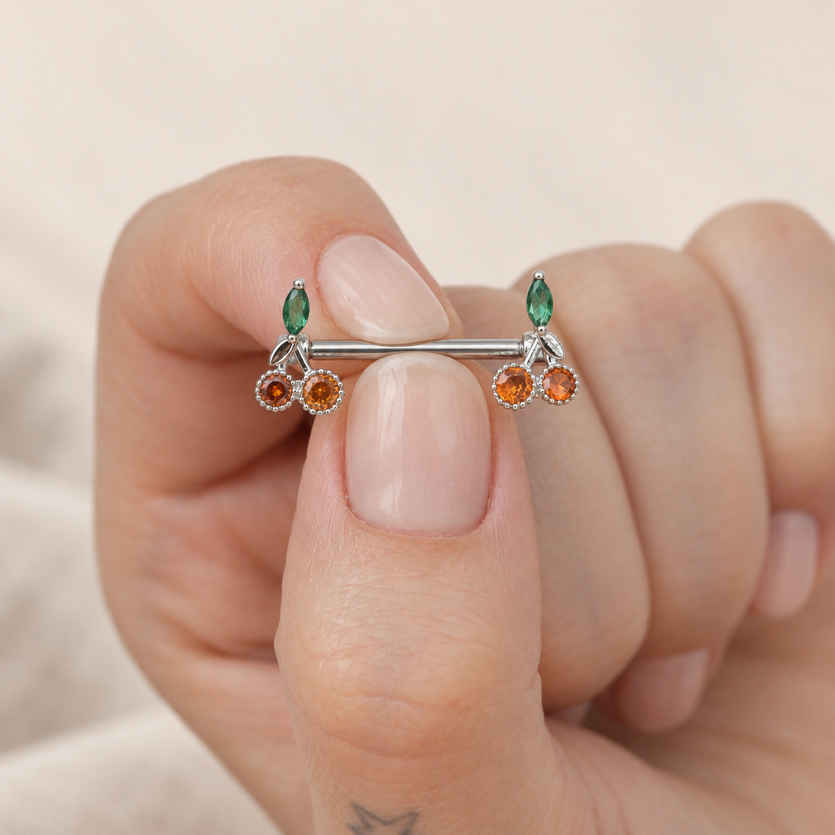 Cherry Nipple Barbell, 16mm, Single