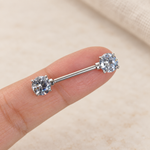 Double Solitaire Zircon Nipple Barbell, 16mm, Silver, Single