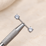 Double Solitaire Zircon Nipple Barbell, 16mm, Silver, Single