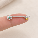 Flower or Bee Nipple Barbell, 1.4mm x 15mm, Silver, Single