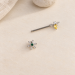 Flower or Bee Nipple Barbell, 1.4mm x 15mm, Silver, Single