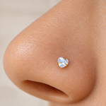 Heart Nose Stud, 20G, 7mm, Gold or Silver, 316L Stainless Steel, Single