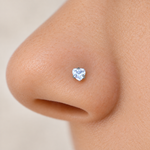 Heart Nose Stud, 20G, 7mm, Gold or Silver, 316L Stainless Steel, Single