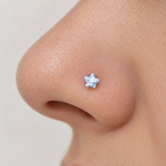 Star Nose Stud, 20G, 7mm, Gold or Silver, 316L Stainless Steel, Single
