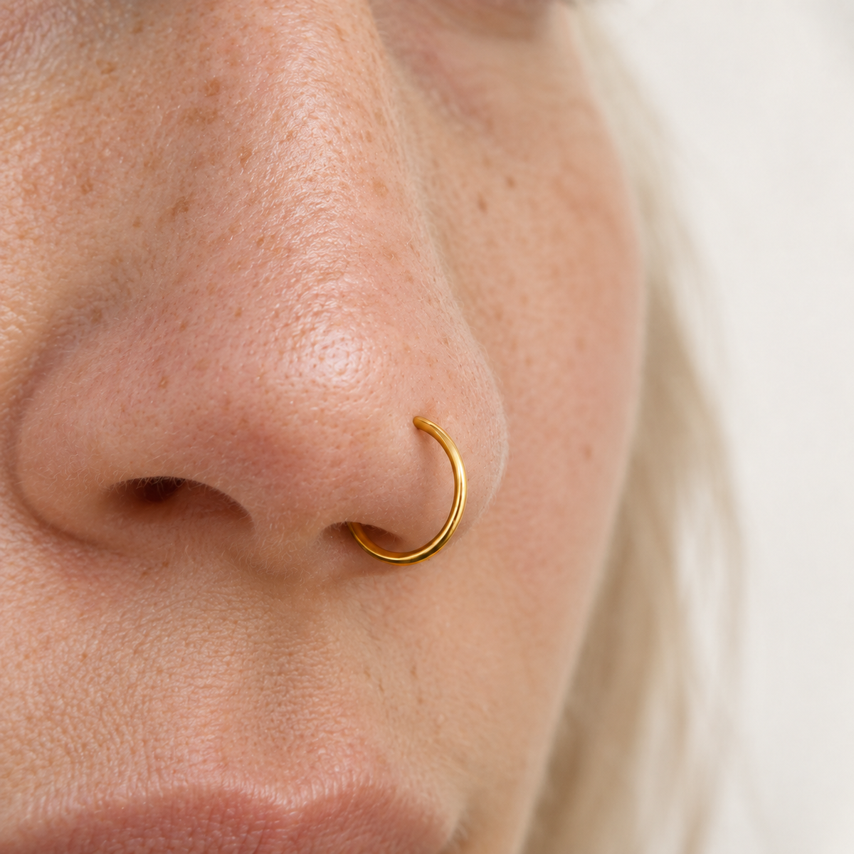 Flat Nose Ring, 8mm or 10mm, Gold, Silver, Black or Hologram, 316L Stainless Steel, Single