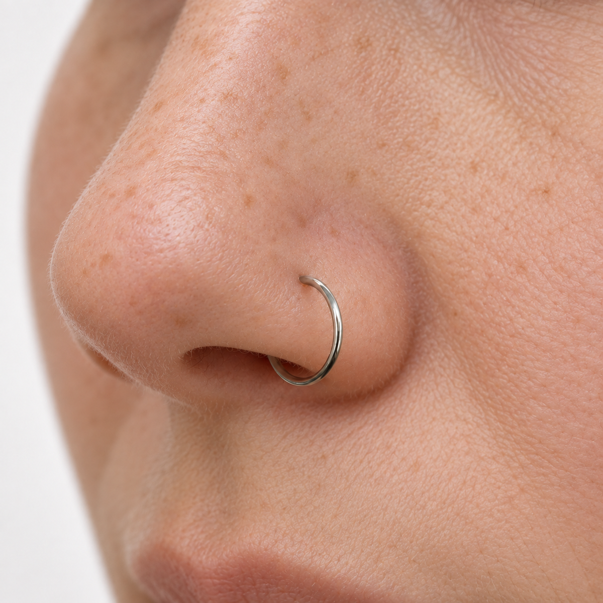 Flat Nose Ring, 8mm or 10mm, Gold, Silver, Black or Hologram, 316L Stainless Steel, Single