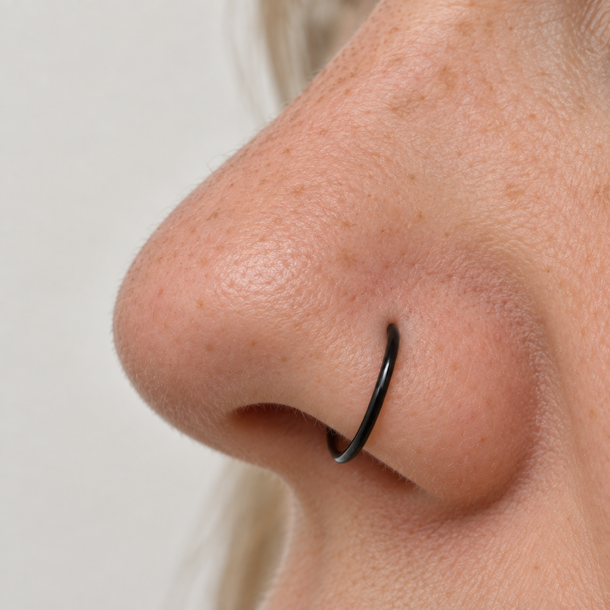 Flat Nose Ring, 8mm or 10mm, Gold, Silver, Black or Hologram, 316L Stainless Steel, Single