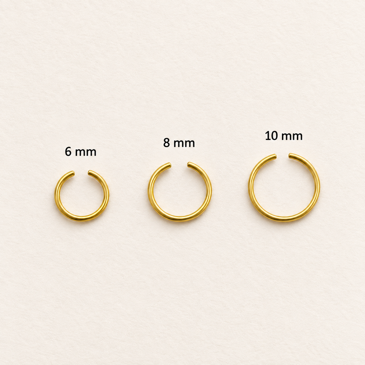 Flat Nose Ring, 8mm or 10mm, Gold, Silver, Black or Hologram, 316L Stainless Steel, Single