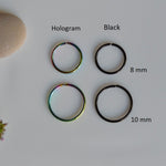 Flat Nose Ring, 8mm or 10mm, Gold, Silver, Black or Hologram, 316L Stainless Steel, Single