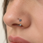 Zircon Nose Ring, 18G, 8mm, Gold or Silver, 316L Stainless Steel, Single