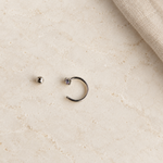 Zircon Nose Ring, 18G, 8mm, Gold or Silver, 316L Stainless Steel, Single