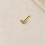 Turquoise Flower Nose Stud, 0.7mm x 8mm, Gold or Silver, Single