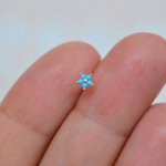 Turquoise Flower Nose Stud, 0.7mm x 8mm, Gold or Silver, Single