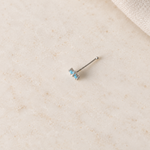 Turquoise Flower Nose Stud, 0.7mm x 8mm, Gold or Silver, Single