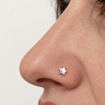 Star Nose Stud, 7mm, Silver, 925 Sterling Silver, Single