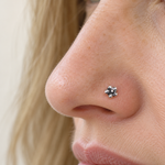 Flower Nose Stud, 7mm, Silver, 925 Sterling Silver, Single