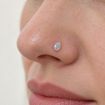 Bone Nose Stud in Gold or Silver, 925 Sterling Silver, Pair