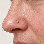 3mm Zircon Solitaire Nose Stud in Gold or Silver, Stainless Steel, Pair