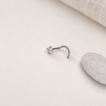 3mm Zircon Solitaire Nose Stud in Gold or Silver, Stainless Steel, Pair