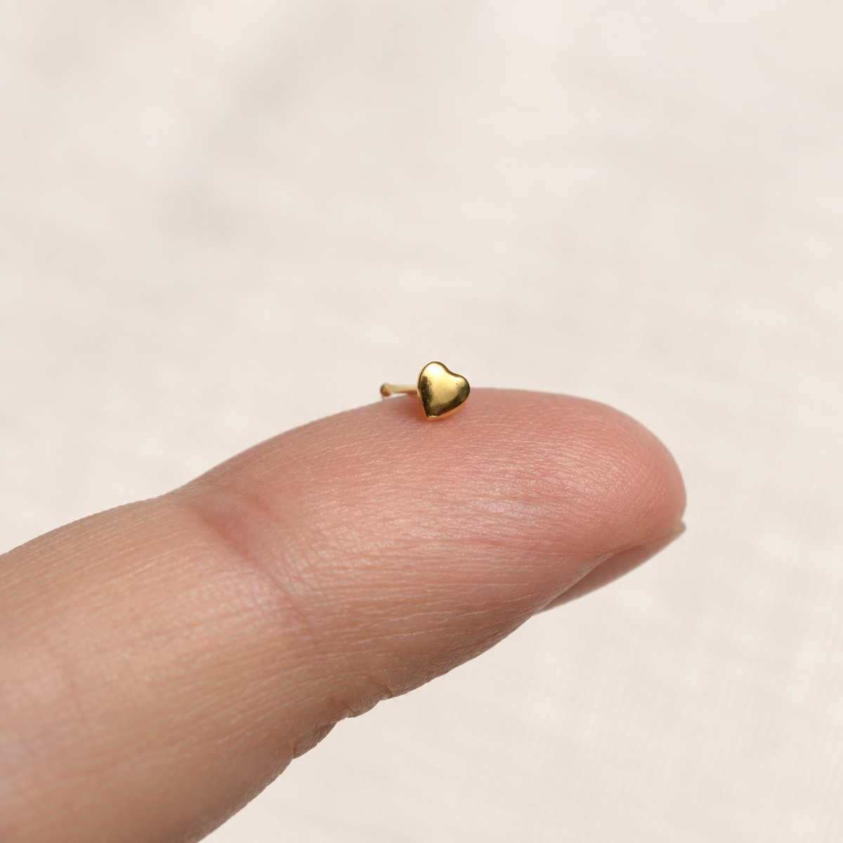 Heart Nose Stud in Gold or Silver, 925 Sterling Silver, Pair