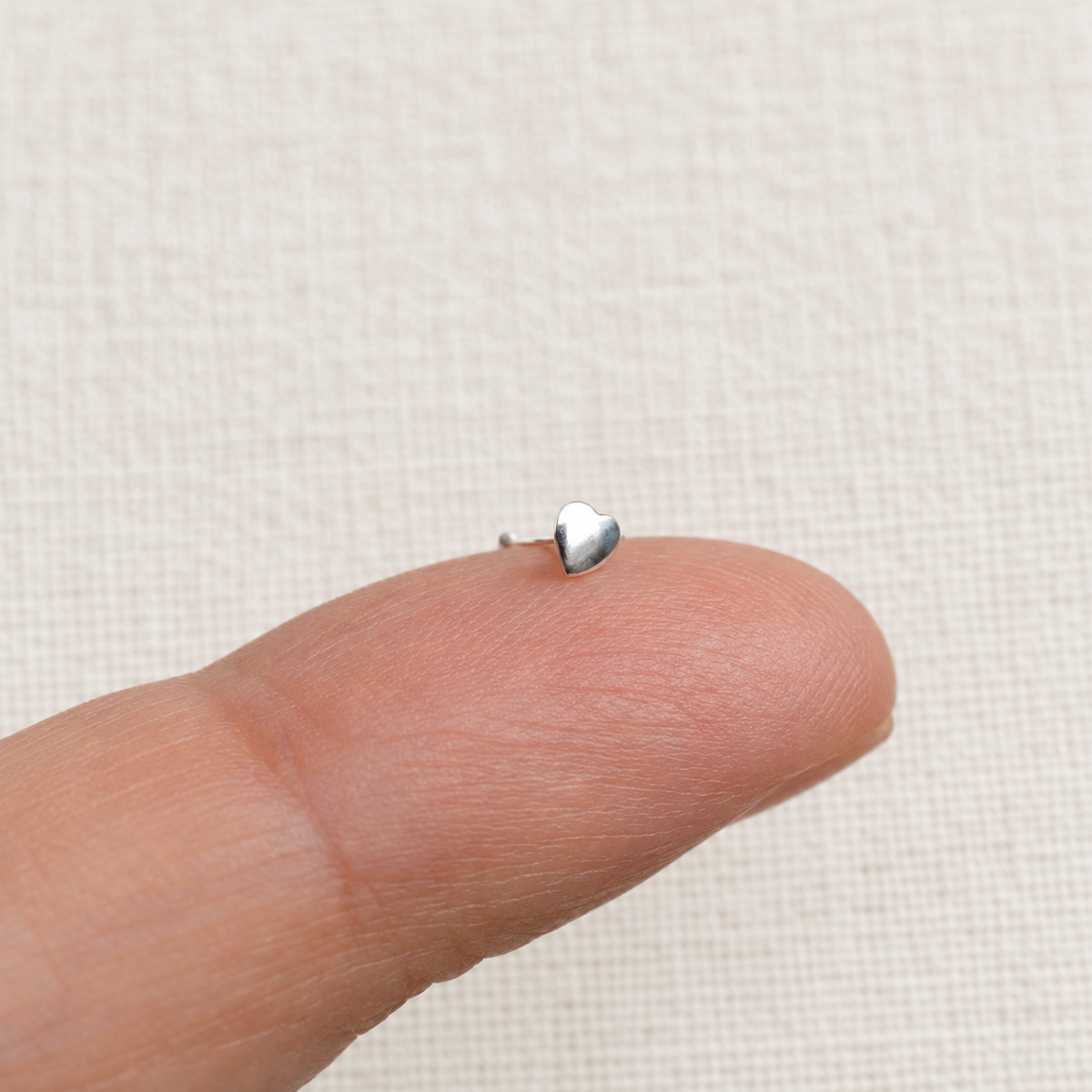 Heart Nose Stud in Gold or Silver, 925 Sterling Silver, Pair