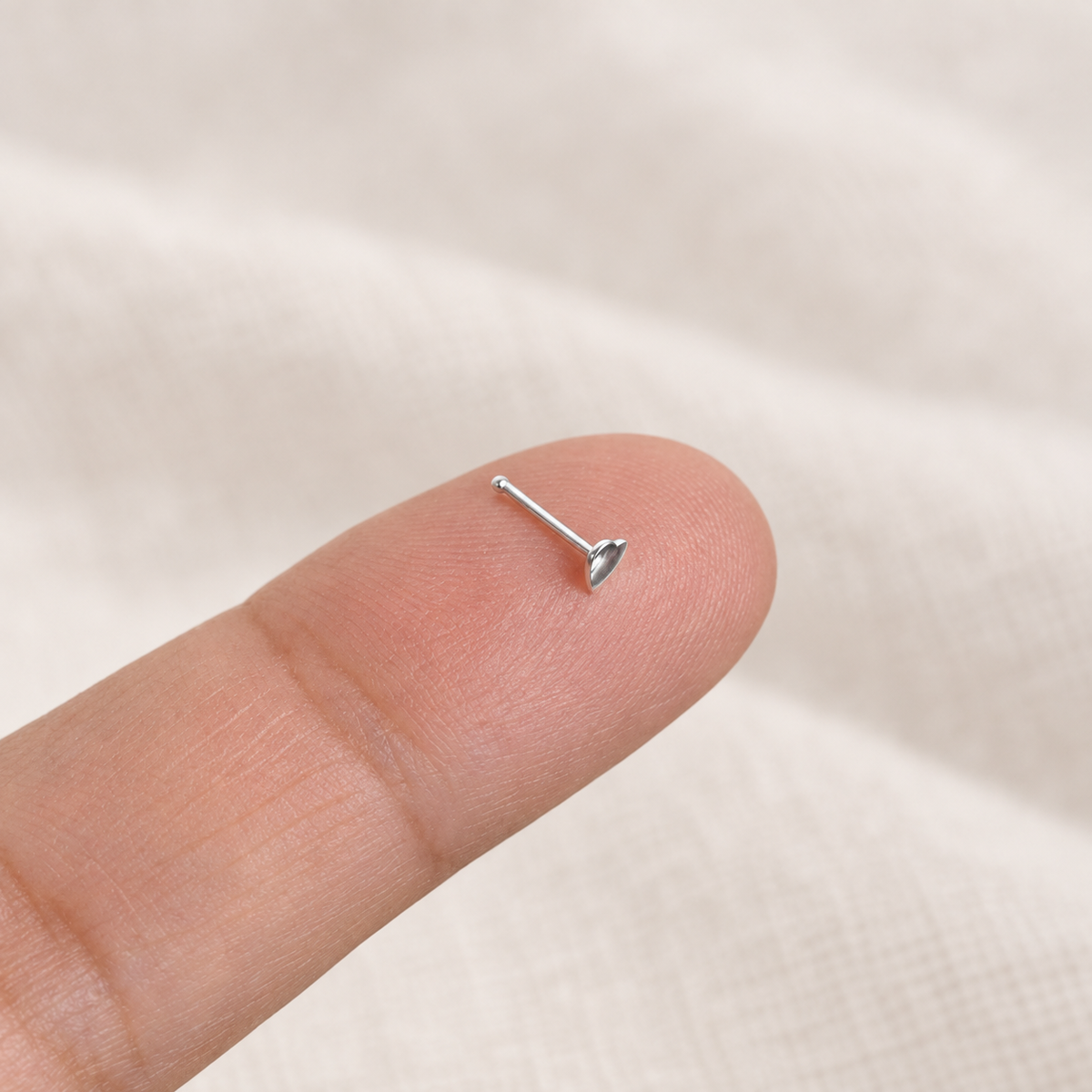Heart Nose Stud in Gold or Silver, 925 Sterling Silver, Pair