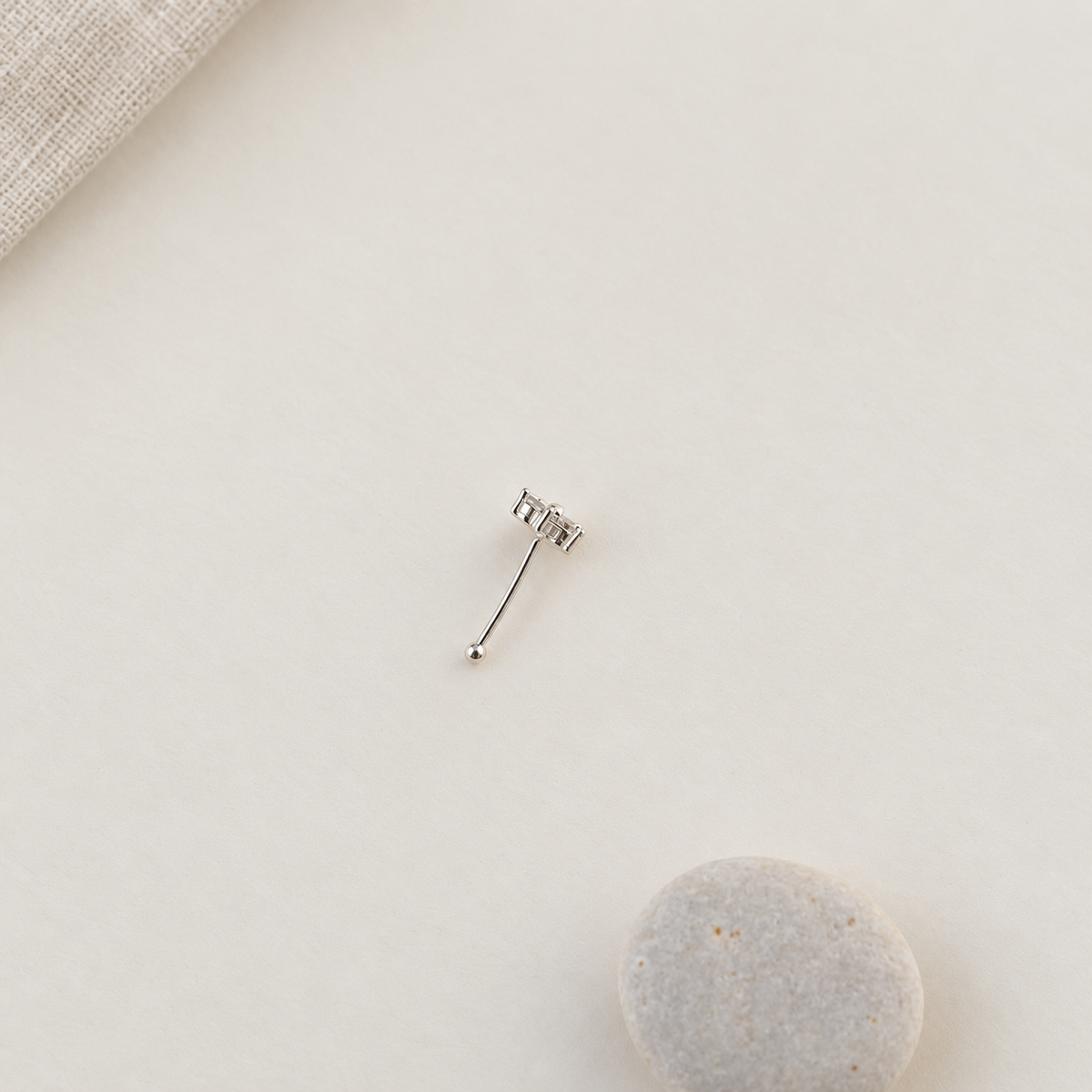 Bone Flower Nose Stud in Gold or Silver, 925 Sterling Silver, Pair