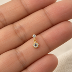 Flower Evil Eye Nose Stud in Gold or Silver, 925 Sterling Silver, Pair