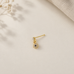 Flower Evil Eye Nose Stud in Gold or Silver, 925 Sterling Silver, Pair