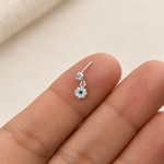 Flower Evil Eye Nose Stud in Gold or Silver, 925 Sterling Silver, Pair