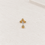 Gold zircon letter A piercing stud, product detail