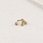 Gold zircon letter A piercing stud, product detail