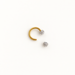 Gold horseshoe barbell with removable crystal ball