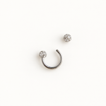 Silver horseshoe barbell with removable crystal ball