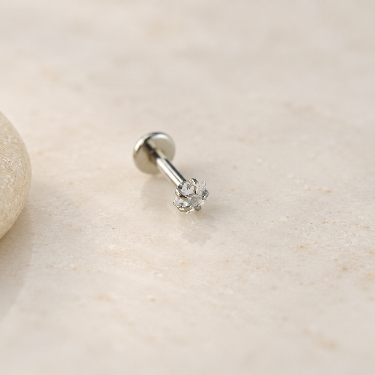 Silver star flat-back piercing stud