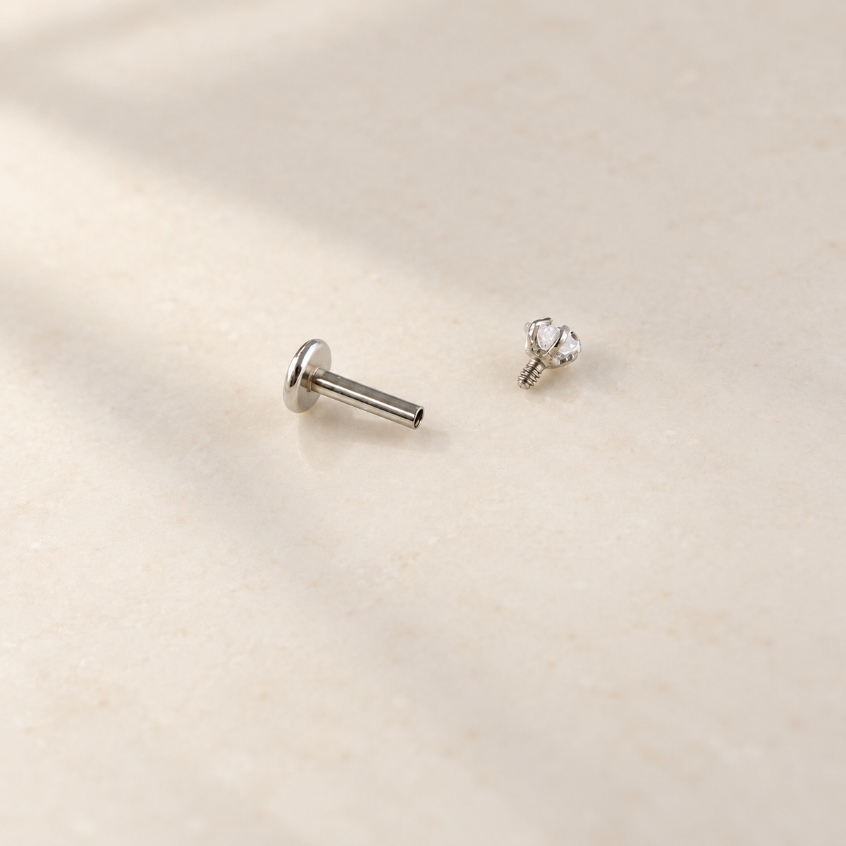Silver star piercing stud removable top and post