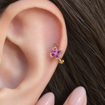 Flower Hoop Ring, 18G, 6mm, Multiple Colours, Single