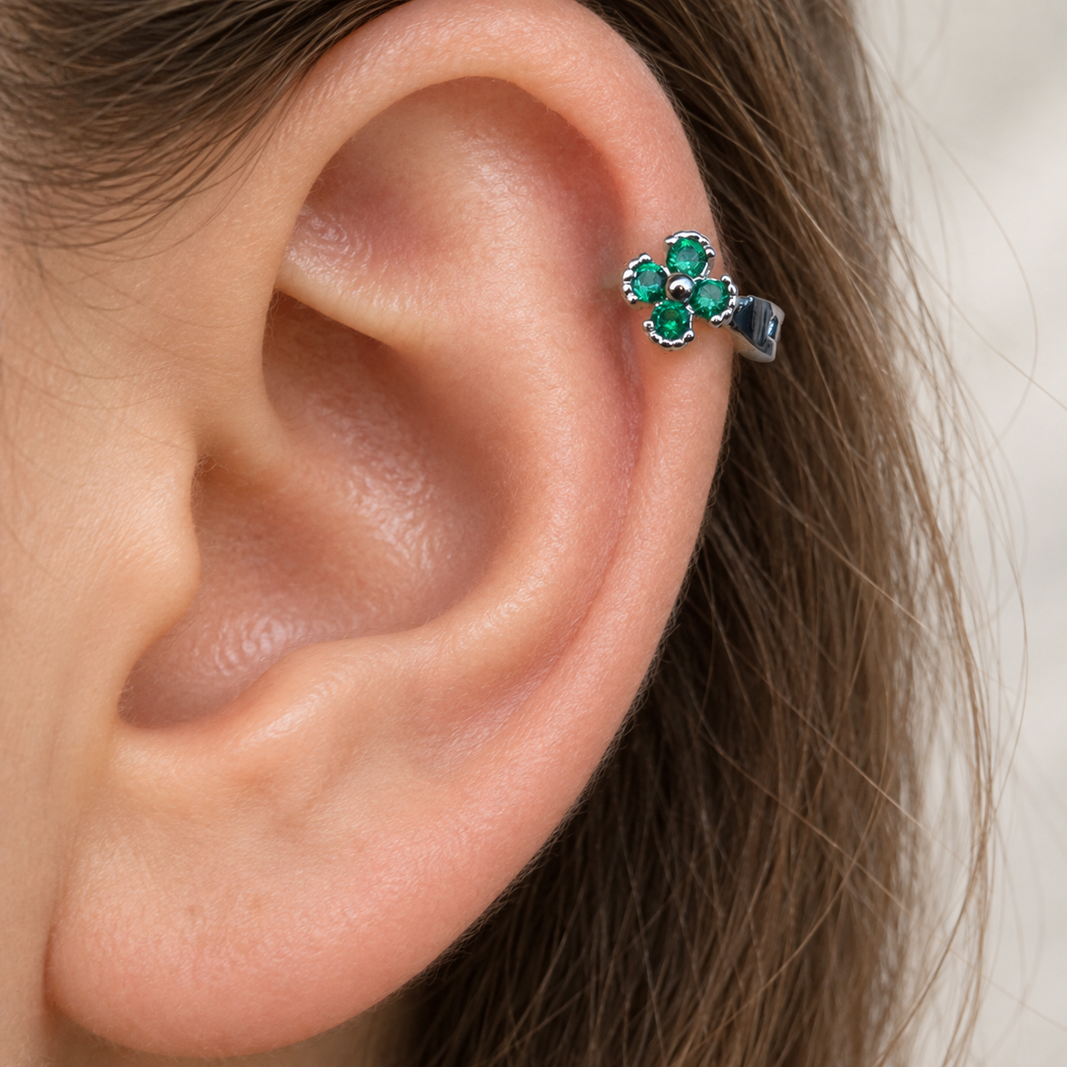 Flower Hoop Ring, 18G, 6mm, Multiple Colours, Single