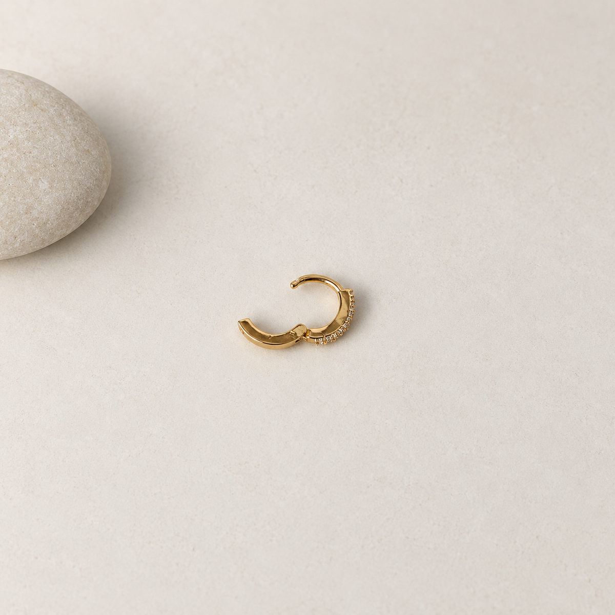 Mini Zircon Hoop Ring, 18G, 8mm, Gold or Silver, Single