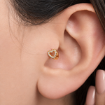 Zircon Heart Hoop Ring, 8mm, Gold or Silver, Single