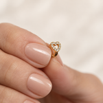 Zircon Heart Hoop Ring, 8mm, Gold or Silver, Single