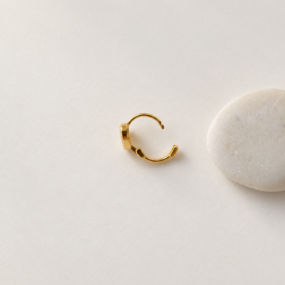 Zircon Heart Hoop Ring, 8mm, Gold or Silver, Single