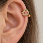 Zircon Heart Hoop Ring, 8mm, Gold or Silver, Single