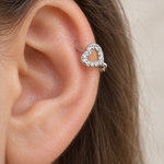 Zircon Heart Hoop Ring, 8mm, Gold or Silver, Single