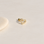 Gold zircon heart piercing stud